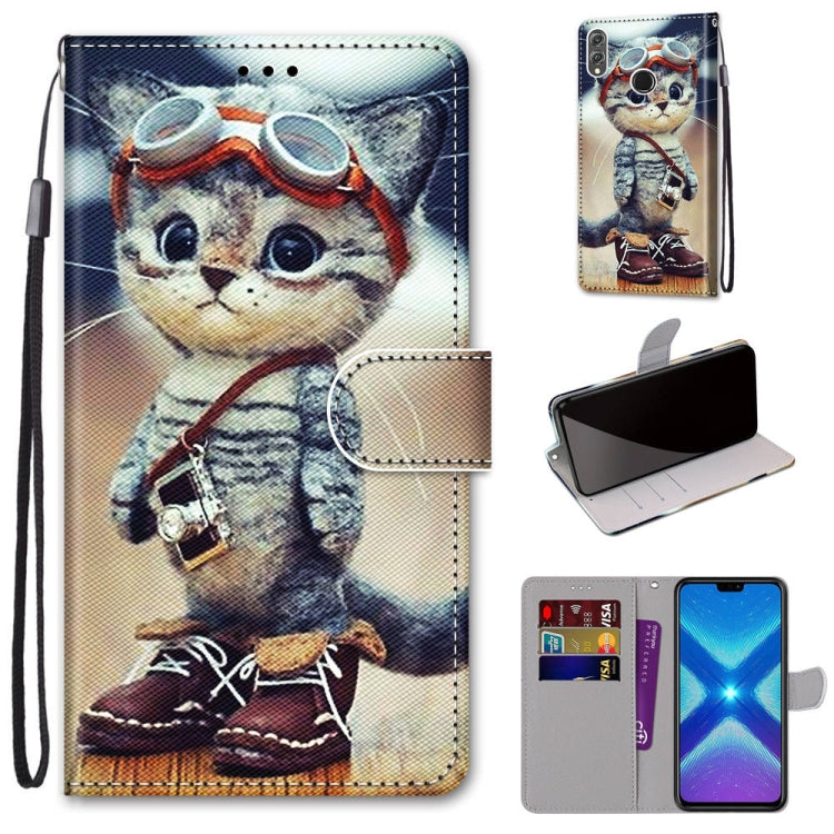 Coloured Drawing Cross Texture Horizontal Flip PU Leather Case with Holder & Card Slots & Wallet & Lanyard, For Huawei Honor 8X, For Huawei Honor 9, For Huawei Honor 9 Lite, For Huawei Honor 9A