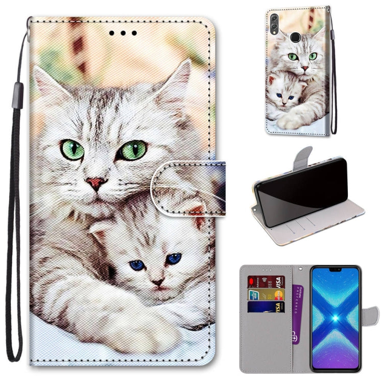 Coloured Drawing Cross Texture Horizontal Flip PU Leather Case with Holder & Card Slots & Wallet & Lanyard, For Huawei Honor 8X, For Huawei Honor 9, For Huawei Honor 9 Lite, For Huawei Honor 9A