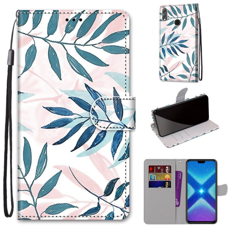 Coloured Drawing Cross Texture Horizontal Flip PU Leather Case with Holder & Card Slots & Wallet & Lanyard, For Huawei Honor 8X, For Huawei Honor 9, For Huawei Honor 9 Lite, For Huawei Honor 9A