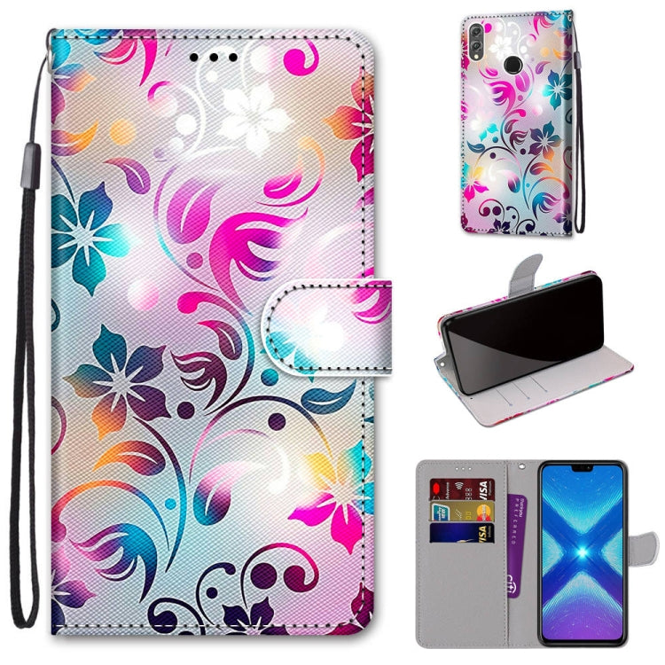 Coloured Drawing Cross Texture Horizontal Flip PU Leather Case with Holder & Card Slots & Wallet & Lanyard, For Huawei Honor 8X, For Huawei Honor 9, For Huawei Honor 9 Lite, For Huawei Honor 9A