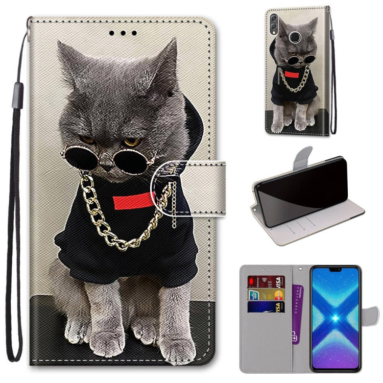 Coloured Drawing Cross Texture Horizontal Flip PU Leather Case with Holder & Card Slots & Wallet & Lanyard, For Huawei Honor 8X, For Huawei Honor 9, For Huawei Honor 9 Lite, For Huawei Honor 9A
