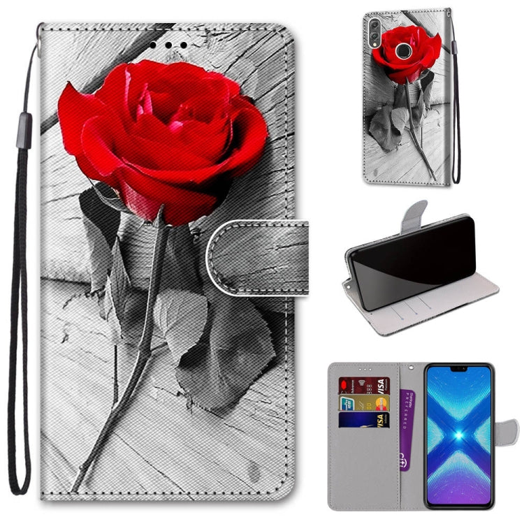 Coloured Drawing Cross Texture Horizontal Flip PU Leather Case with Holder & Card Slots & Wallet & Lanyard, For Huawei Honor 8X, For Huawei Honor 9, For Huawei Honor 9 Lite, For Huawei Honor 9A
