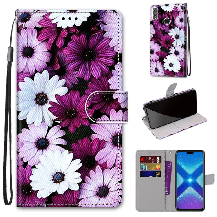 Coloured Drawing Cross Texture Horizontal Flip PU Leather Case with Holder & Card Slots & Wallet & Lanyard, For Huawei Honor 8X, For Huawei Honor 9, For Huawei Honor 9 Lite, For Huawei Honor 9A