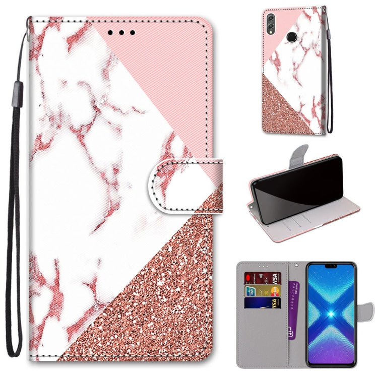 Coloured Drawing Cross Texture Horizontal Flip PU Leather Case with Holder & Card Slots & Wallet & Lanyard, For Huawei Honor 8X, For Huawei Honor 9, For Huawei Honor 9 Lite, For Huawei Honor 9A