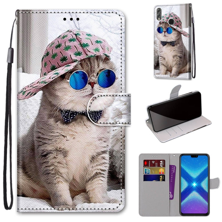 Coloured Drawing Cross Texture Horizontal Flip PU Leather Case with Holder & Card Slots & Wallet & Lanyard, For Huawei Honor 8X, For Huawei Honor 9, For Huawei Honor 9 Lite, For Huawei Honor 9A