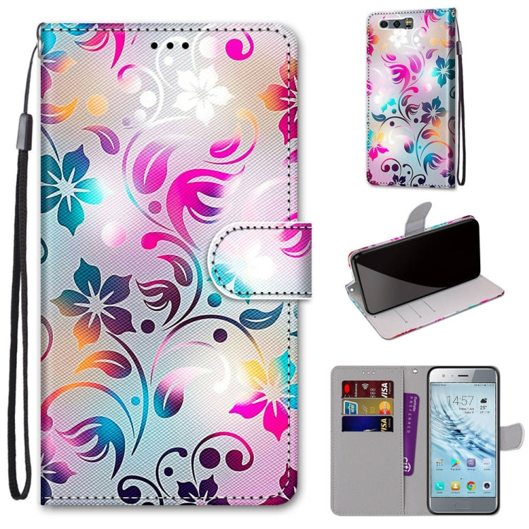 Coloured Drawing Cross Texture Horizontal Flip PU Leather Case with Holder & Card Slots & Wallet & Lanyard, For Huawei Honor 8X, For Huawei Honor 9, For Huawei Honor 9 Lite, For Huawei Honor 9A