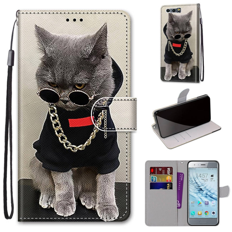 Coloured Drawing Cross Texture Horizontal Flip PU Leather Case with Holder & Card Slots & Wallet & Lanyard, For Huawei Honor 8X, For Huawei Honor 9, For Huawei Honor 9 Lite, For Huawei Honor 9A