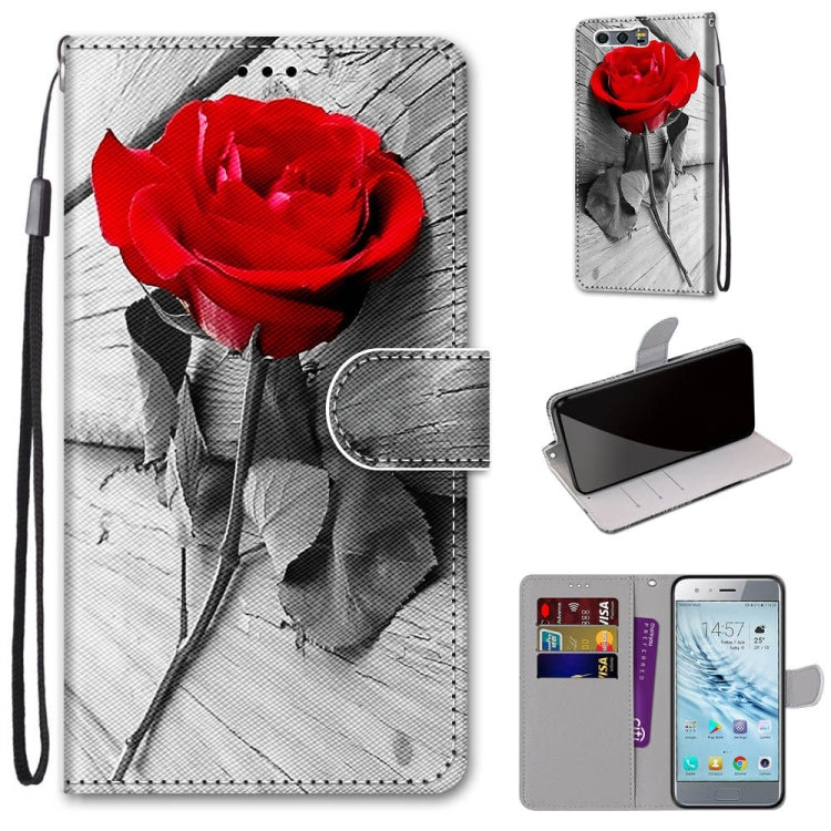 Coloured Drawing Cross Texture Horizontal Flip PU Leather Case with Holder & Card Slots & Wallet & Lanyard, For Huawei Honor 8X, For Huawei Honor 9, For Huawei Honor 9 Lite, For Huawei Honor 9A