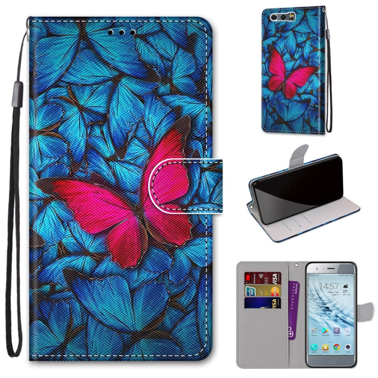 Coloured Drawing Cross Texture Horizontal Flip PU Leather Case with Holder & Card Slots & Wallet & Lanyard, For Huawei Honor 8X, For Huawei Honor 9, For Huawei Honor 9 Lite, For Huawei Honor 9A