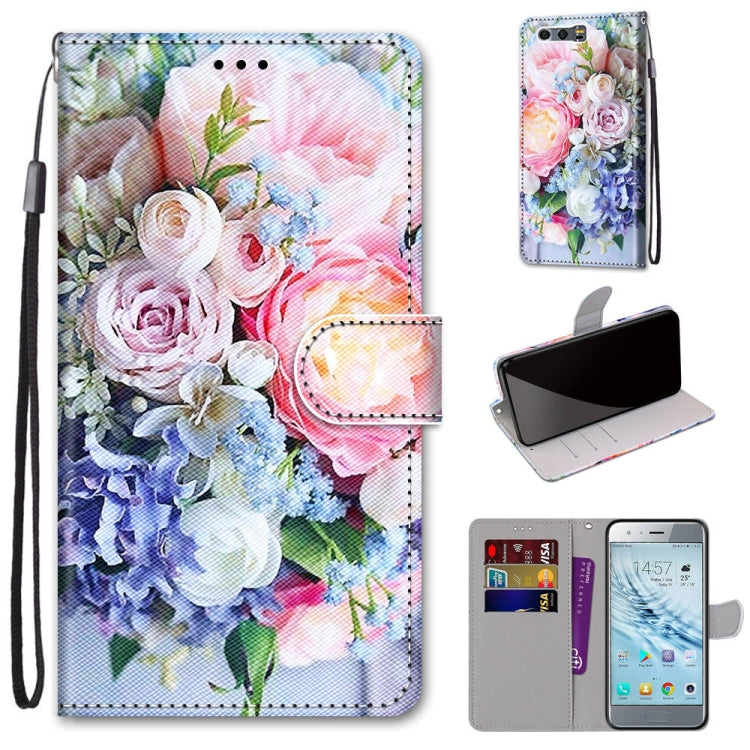 Coloured Drawing Cross Texture Horizontal Flip PU Leather Case with Holder & Card Slots & Wallet & Lanyard, For Huawei Honor 8X, For Huawei Honor 9, For Huawei Honor 9 Lite, For Huawei Honor 9A