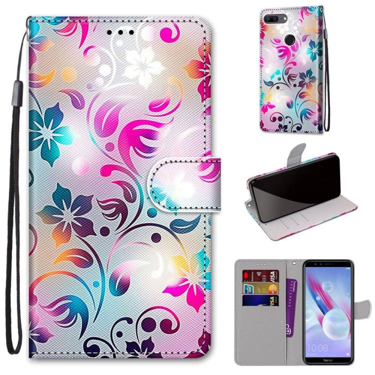 Coloured Drawing Cross Texture Horizontal Flip PU Leather Case with Holder & Card Slots & Wallet & Lanyard, For Huawei Honor 8X, For Huawei Honor 9, For Huawei Honor 9 Lite, For Huawei Honor 9A