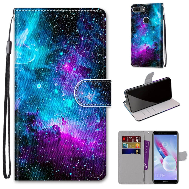 Coloured Drawing Cross Texture Horizontal Flip PU Leather Case with Holder & Card Slots & Wallet & Lanyard, For Huawei Honor 8X, For Huawei Honor 9, For Huawei Honor 9 Lite, For Huawei Honor 9A