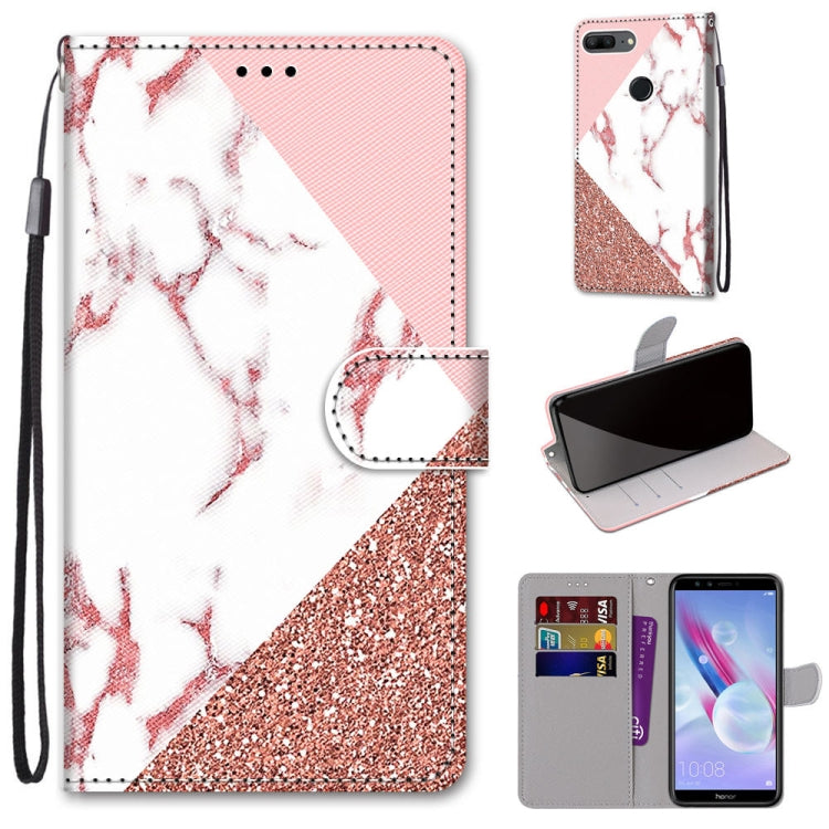 Coloured Drawing Cross Texture Horizontal Flip PU Leather Case with Holder & Card Slots & Wallet & Lanyard, For Huawei Honor 8X, For Huawei Honor 9, For Huawei Honor 9 Lite, For Huawei Honor 9A