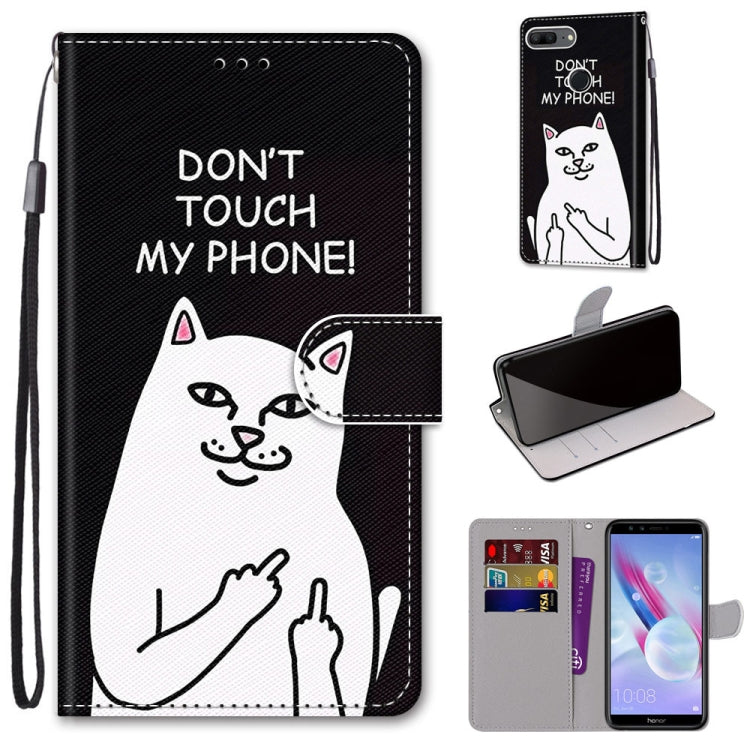 Coloured Drawing Cross Texture Horizontal Flip PU Leather Case with Holder & Card Slots & Wallet & Lanyard, For Huawei Honor 8X, For Huawei Honor 9, For Huawei Honor 9 Lite, For Huawei Honor 9A