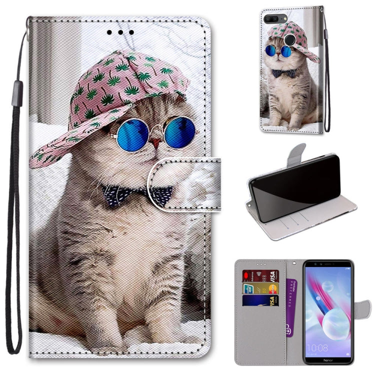 Coloured Drawing Cross Texture Horizontal Flip PU Leather Case with Holder & Card Slots & Wallet & Lanyard, For Huawei Honor 8X, For Huawei Honor 9, For Huawei Honor 9 Lite, For Huawei Honor 9A