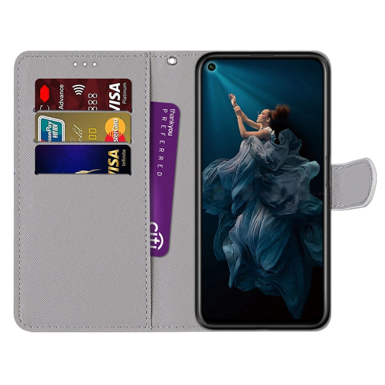 Coloured Drawing Cross Texture Horizontal Flip PU Leather Case with Holder & Card Slots & Wallet & Lanyard, For Huawei Honor 20