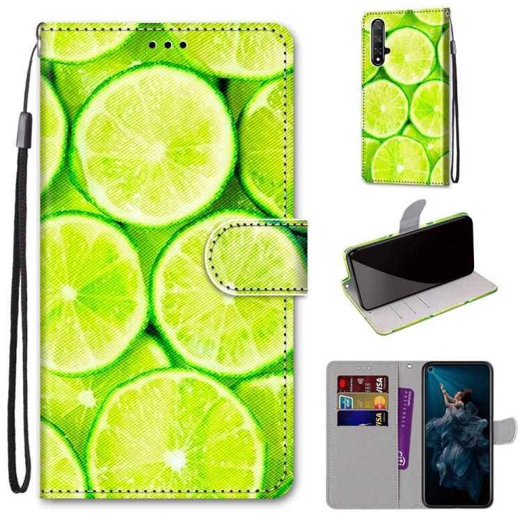 Coloured Drawing Cross Texture Horizontal Flip PU Leather Case with Holder & Card Slots & Wallet & Lanyard, For Huawei Honor 20