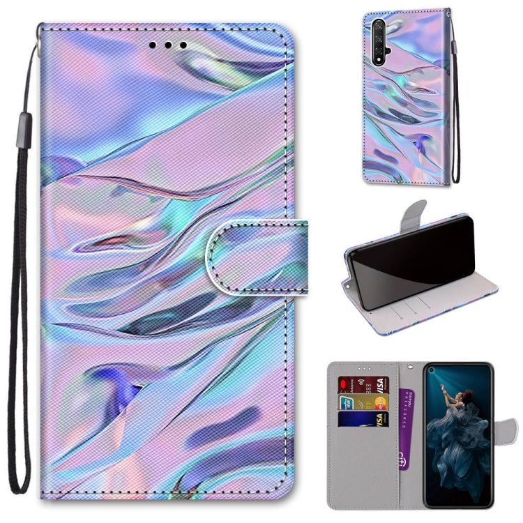 Coloured Drawing Cross Texture Horizontal Flip PU Leather Case with Holder & Card Slots & Wallet & Lanyard, For Huawei Honor 20