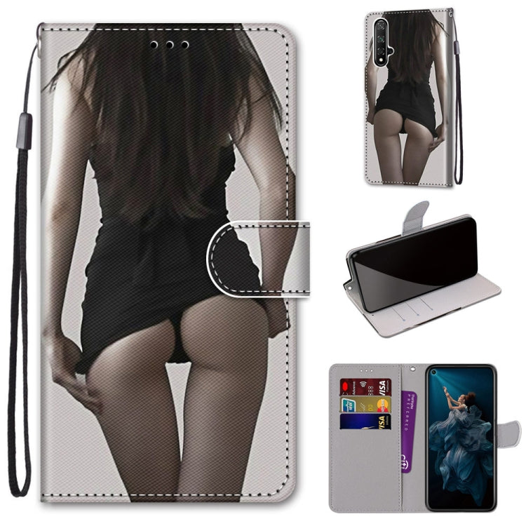 Coloured Drawing Cross Texture Horizontal Flip PU Leather Case with Holder & Card Slots & Wallet & Lanyard, For Huawei Honor 20