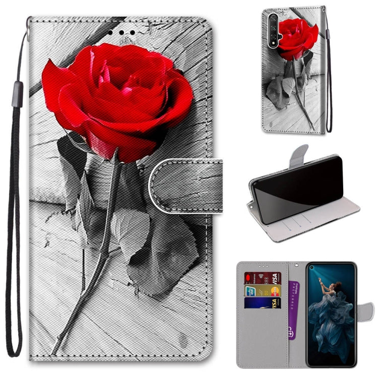 Coloured Drawing Cross Texture Horizontal Flip PU Leather Case with Holder & Card Slots & Wallet & Lanyard, For Huawei Honor 20