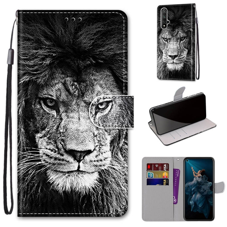 Coloured Drawing Cross Texture Horizontal Flip PU Leather Case with Holder & Card Slots & Wallet & Lanyard, For Huawei Honor 20
