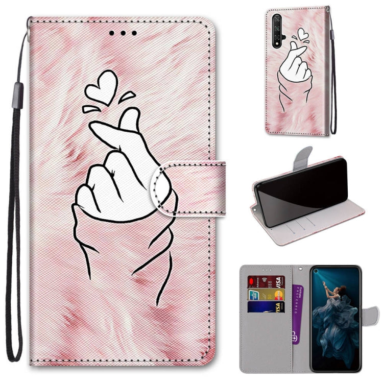 Coloured Drawing Cross Texture Horizontal Flip PU Leather Case with Holder & Card Slots & Wallet & Lanyard, For Huawei Honor 20