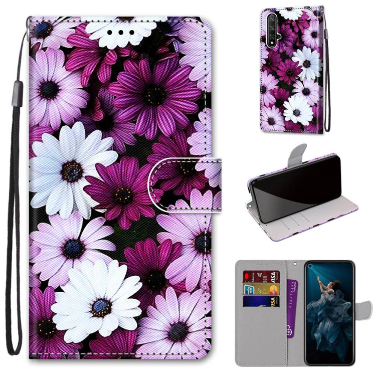 Coloured Drawing Cross Texture Horizontal Flip PU Leather Case with Holder & Card Slots & Wallet & Lanyard, For Huawei Honor 20