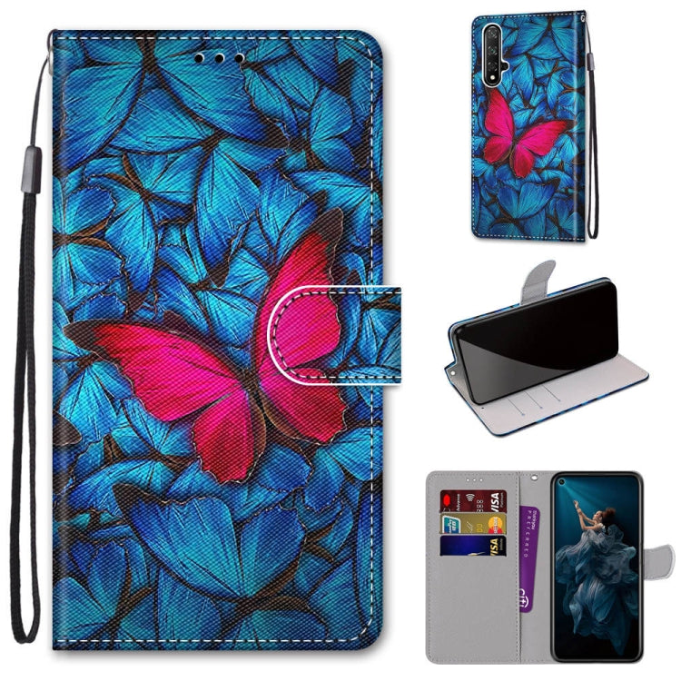 Coloured Drawing Cross Texture Horizontal Flip PU Leather Case with Holder & Card Slots & Wallet & Lanyard, For Huawei Honor 20