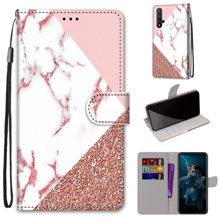 Coloured Drawing Cross Texture Horizontal Flip PU Leather Case with Holder & Card Slots & Wallet & Lanyard, For Huawei Honor 20