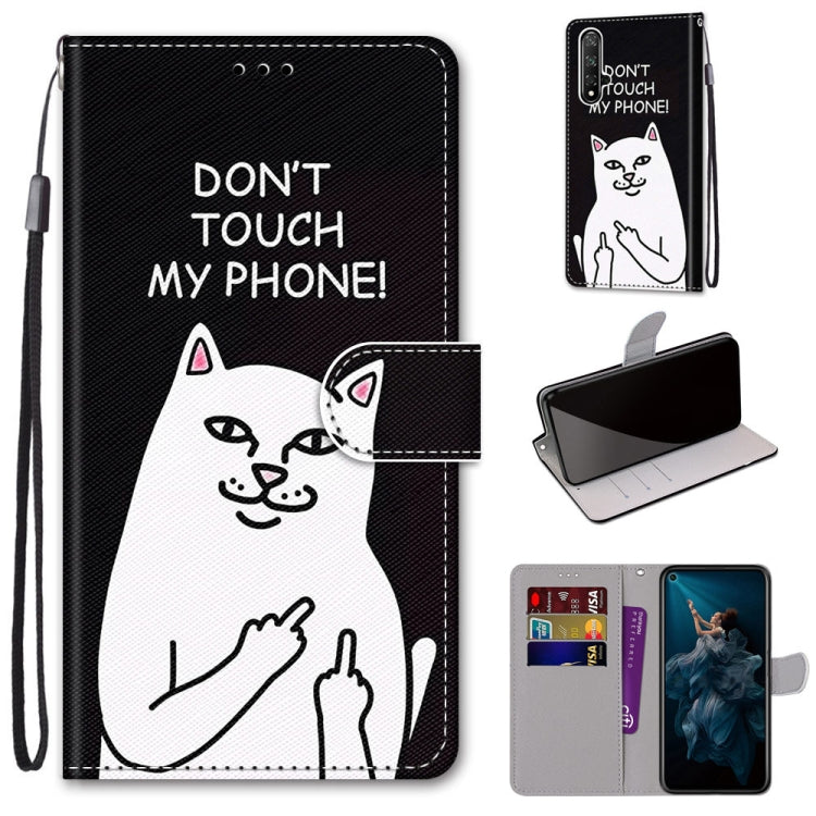 Coloured Drawing Cross Texture Horizontal Flip PU Leather Case with Holder & Card Slots & Wallet & Lanyard, For Huawei Honor 20