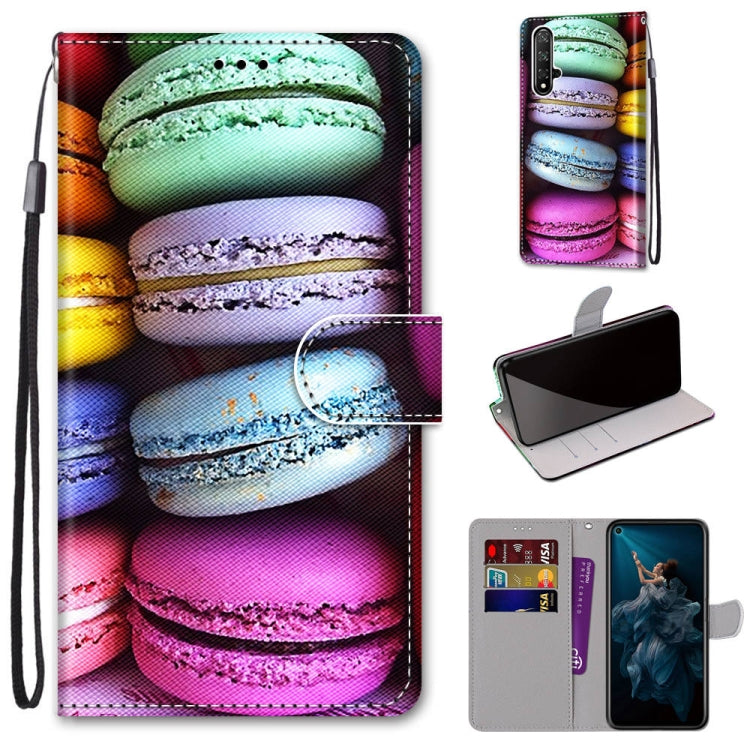 Coloured Drawing Cross Texture Horizontal Flip PU Leather Case with Holder & Card Slots & Wallet & Lanyard, For Huawei Honor 20