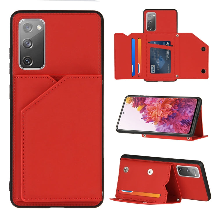 Skin Feel PU + TPU + PC Back Cover Shockproof Case with Card Slots & Holder & Photo Frame, For OPPO Realme 7, For Samsung Galaxy A50 & A30s & A50s, For OPPO Realme C11, For Samsung Galaxy A70 & A70s, For OPPO Realme C15, For Samsung Galaxy M60s & A81��...