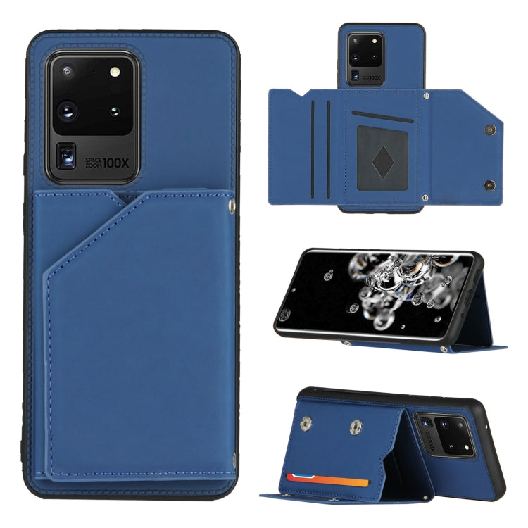 Skin Feel PU + TPU + PC Back Cover Shockproof Case with Card Slots & Holder & Photo Frame