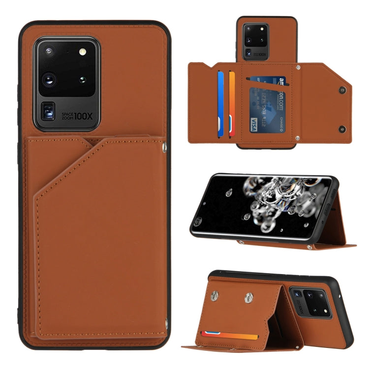 Skin Feel PU + TPU + PC Back Cover Shockproof Case with Card Slots & Holder & Photo Frame, For OPPO Realme 7, For Samsung Galaxy A50 & A30s & A50s, For OPPO Realme C11, For Samsung Galaxy A70 & A70s, For OPPO Realme C15, For Samsung Galaxy M60s & A81��...