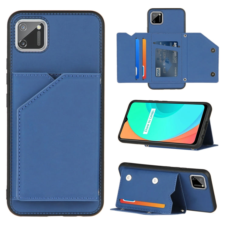 Skin Feel PU + TPU + PC Back Cover Shockproof Case with Card Slots & Holder & Photo Frame, For OPPO Realme 7, For Samsung Galaxy A50 & A30s & A50s, For OPPO Realme C11, For Samsung Galaxy A70 & A70s, For OPPO Realme C15, For Samsung Galaxy M60s & A81��...