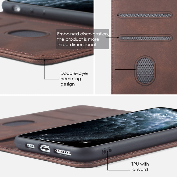 Skin-feel Calfskin Texture Magnetic Dual-Fold Horizontal Flip Leather Case with Holder & Card Slots & Wallet