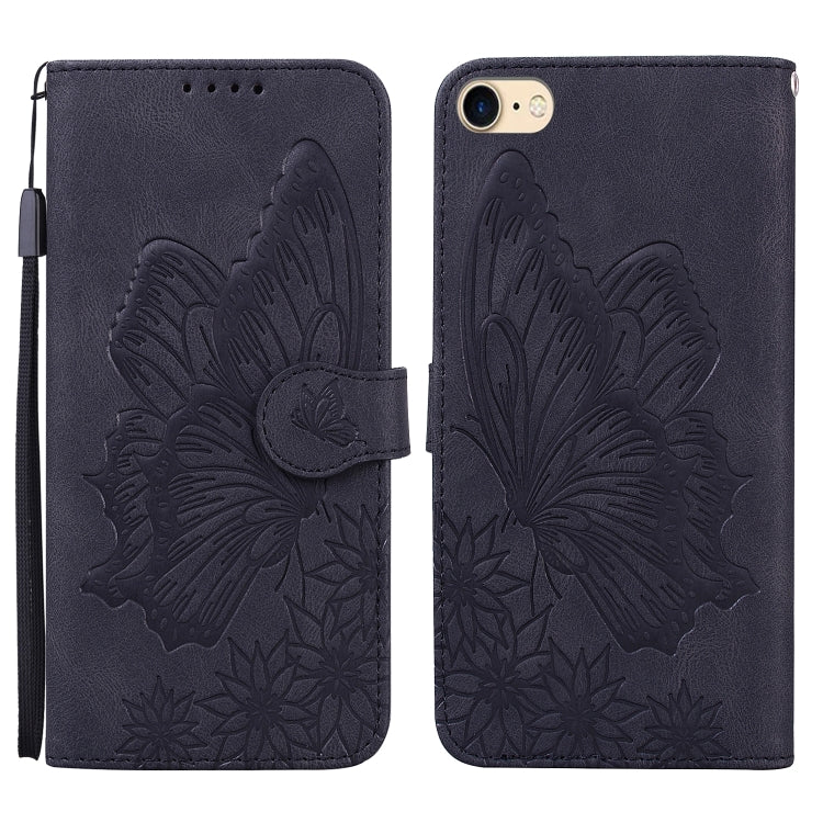 Retro Skin Feel Butterflies Embossing Horizontal Flip Leather Case with Holder & Card Slots & Wallet