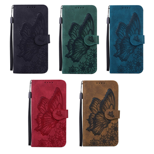 Retro Skin Feel Butterflies Embossing Horizontal Flip Leather Case with Holder & Card Slots & Wallet