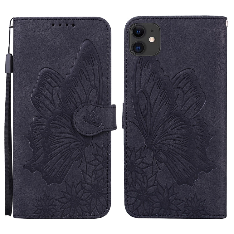 Retro Skin Feel Butterflies Embossing Horizontal Flip Leather Case with Holder & Card Slots & Wallet