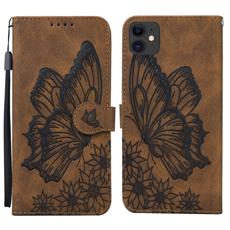 Retro Skin Feel Butterflies Embossing Horizontal Flip Leather Case with Holder & Card Slots & Wallet