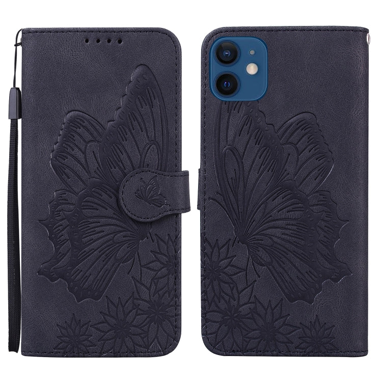 Retro Skin Feel Butterflies Embossing Horizontal Flip Leather Case with Holder & Card Slots & Wallet