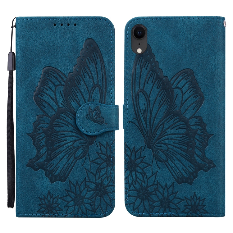 Retro Skin Feel Butterflies Embossing Horizontal Flip Leather Case with Holder & Card Slots & Wallet