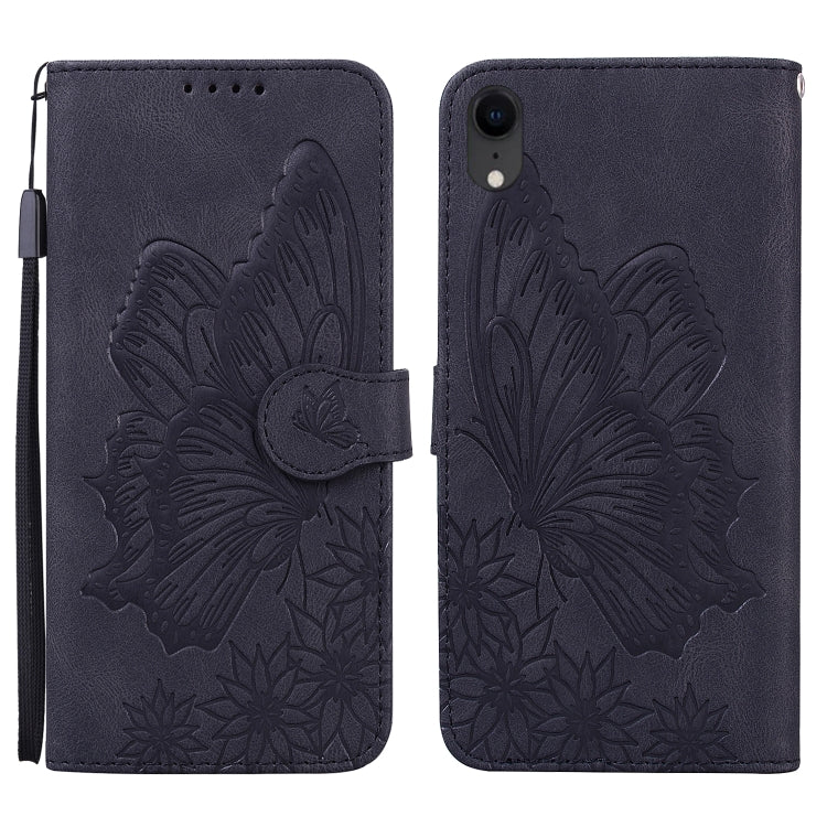 Retro Skin Feel Butterflies Embossing Horizontal Flip Leather Case with Holder & Card Slots & Wallet