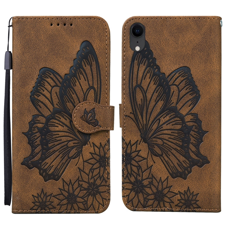 Retro Skin Feel Butterflies Embossing Horizontal Flip Leather Case with Holder & Card Slots & Wallet