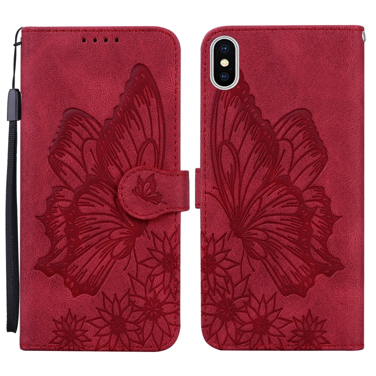 Retro Skin Feel Butterflies Embossing Horizontal Flip Leather Case with Holder & Card Slots & Wallet