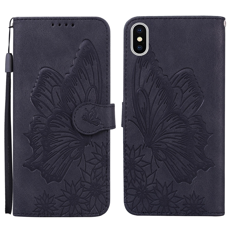 Retro Skin Feel Butterflies Embossing Horizontal Flip Leather Case with Holder & Card Slots & Wallet