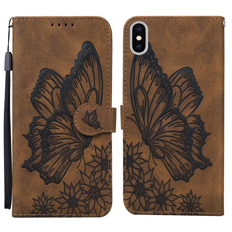 Retro Skin Feel Butterflies Embossing Horizontal Flip Leather Case with Holder & Card Slots & Wallet