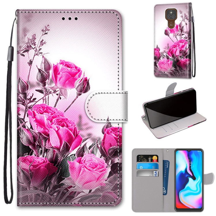 Coloured Drawing Cross Texture Horizontal Flip PU Leather Case with Holder & Card Slots & Wallet & Lanyard, For Motorola Moto E7 Plus / G9 Play / G9, For Motorola Moto G Power (2020), For Motorola Moto G8, For Motorola Moto G8 Power, For Alcatel 3X 2020