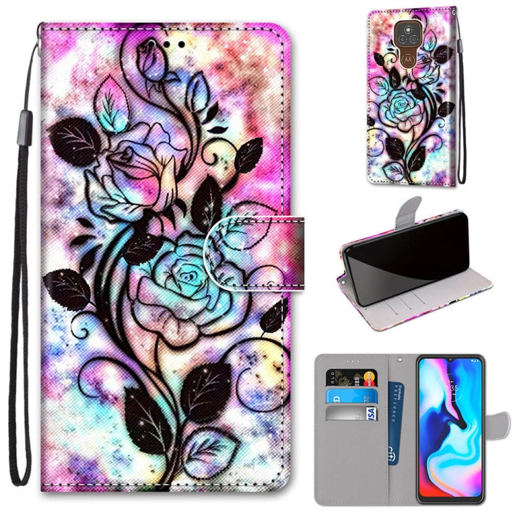 Coloured Drawing Cross Texture Horizontal Flip PU Leather Case with Holder & Card Slots & Wallet & Lanyard, For Motorola Moto E7 Plus / G9 Play / G9, For Motorola Moto G Power (2020), For Motorola Moto G8, For Motorola Moto G8 Power, For Alcatel 3X 2020
