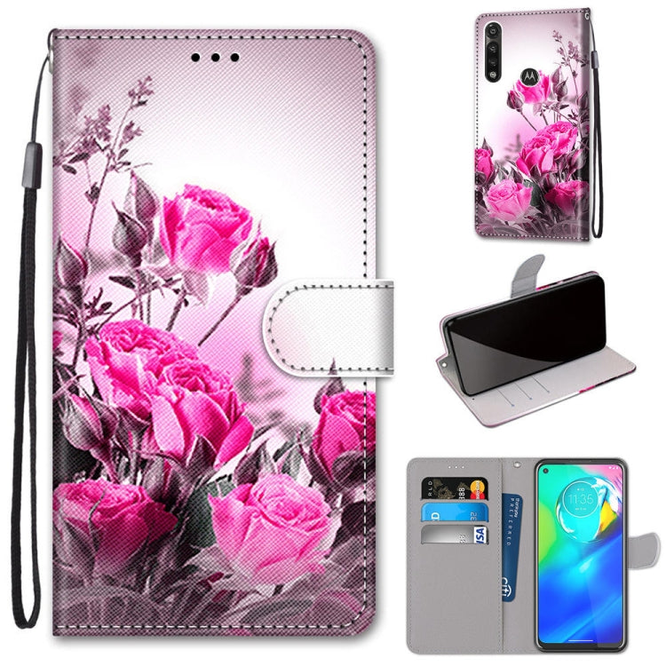 Coloured Drawing Cross Texture Horizontal Flip PU Leather Case with Holder & Card Slots & Wallet & Lanyard, For Motorola Moto E7 Plus / G9 Play / G9, For Motorola Moto G Power (2020), For Motorola Moto G8, For Motorola Moto G8 Power, For Alcatel 3X 2020